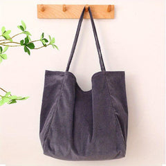 Corduroy Tote Bag Large Capacity Shoulder Bag Reusable