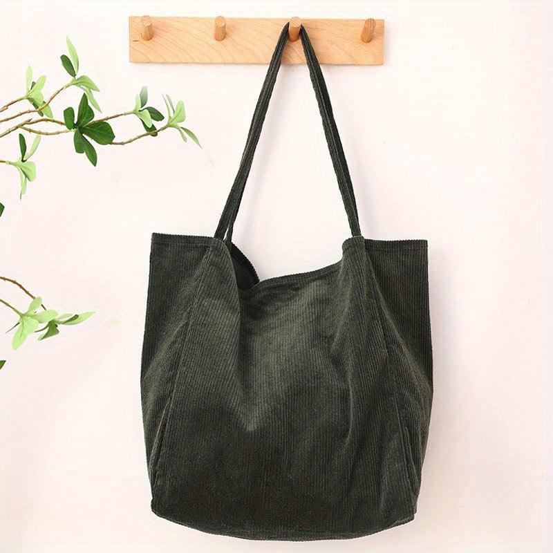 Corduroy Tote Bag Large Capacity Shoulder Bag Reusable