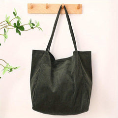 Corduroy Tote Bag Large Capacity Shoulder Bag Reusable