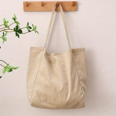 Corduroy Tote Bag Large Capacity Shoulder Bag Reusable