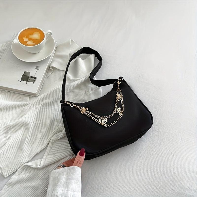 Butterfly Chain Shoulder Bag Lightweight Zipper Handbag