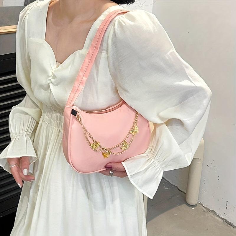 Butterfly Chain Shoulder Bag Lightweight Zipper Handbag