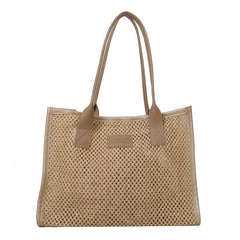 Summer Straw Tote Bag Colorblock Woven Shoulder Bag Travel Bohemian Bag