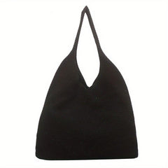 Knitted Shoulder Bag Solid Crochet Tote Bag