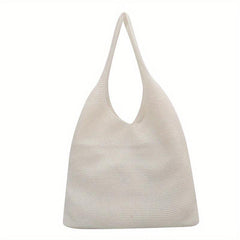 Knitted Shoulder Bag Solid Crochet Tote Bag