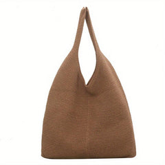 Knitted Shoulder Bag Solid Crochet Tote Bag