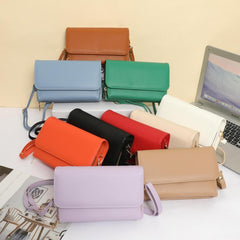 Minimalist Solid Square Shoulder Bag Flap Bag Crossbody Purse