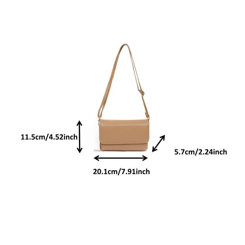 Minimalist Solid Square Shoulder Bag Flap Bag Crossbody Purse