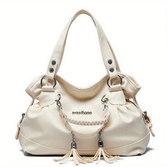 Vintage Drawstring Tote Bag Soft Faux Leather Satchel