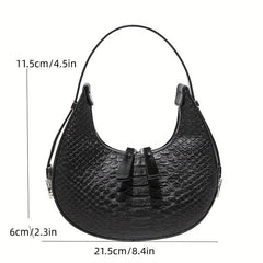 Crocodile Hobo Bag Women Vegan Leather Shoulder Purse