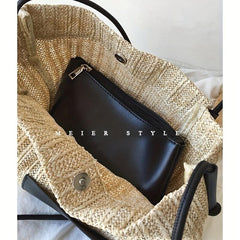 Straw Woven Large Capacity Tote Bag Lightweight Shoulder Bag