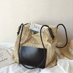 Straw Woven Large Capacity Tote Bag Lightweight Shoulder Bag