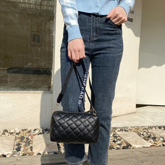 Argyle Quilted Shoulder Bag Crossbody Purse With Wide Strap