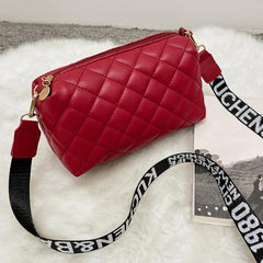 Argyle Quilted Shoulder Bag Crossbody Purse With Wide Strap