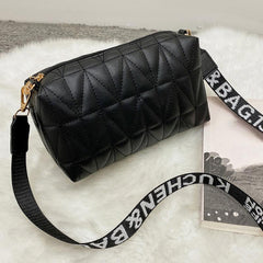 Argyle Quilted Shoulder Bag Crossbody Purse With Wide Strap