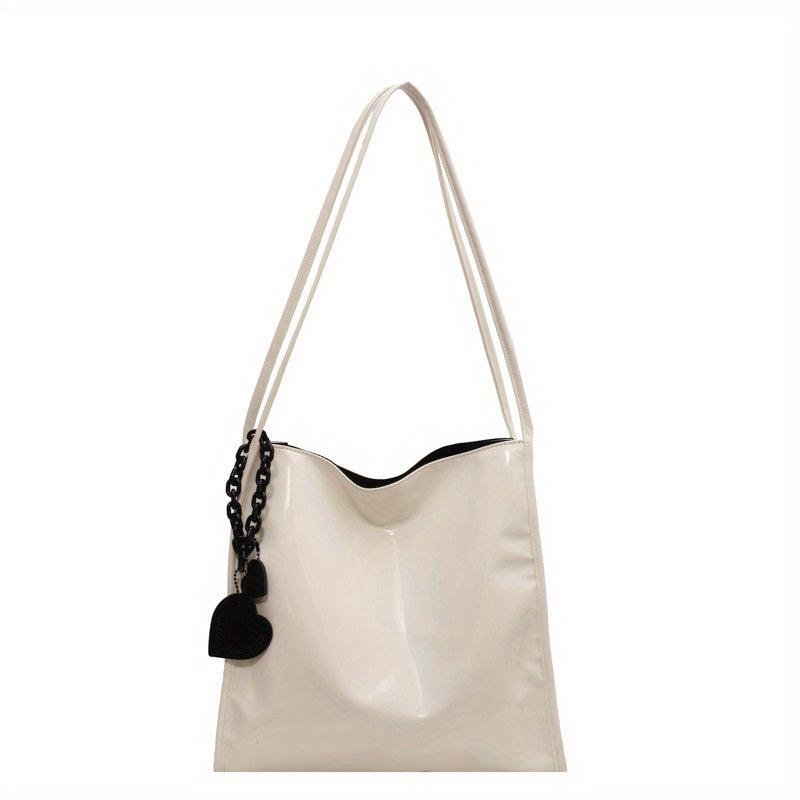 Large Capacity Hobo Bag Vegan PU Shoulder Bag Women's Casual Handbag & Tote