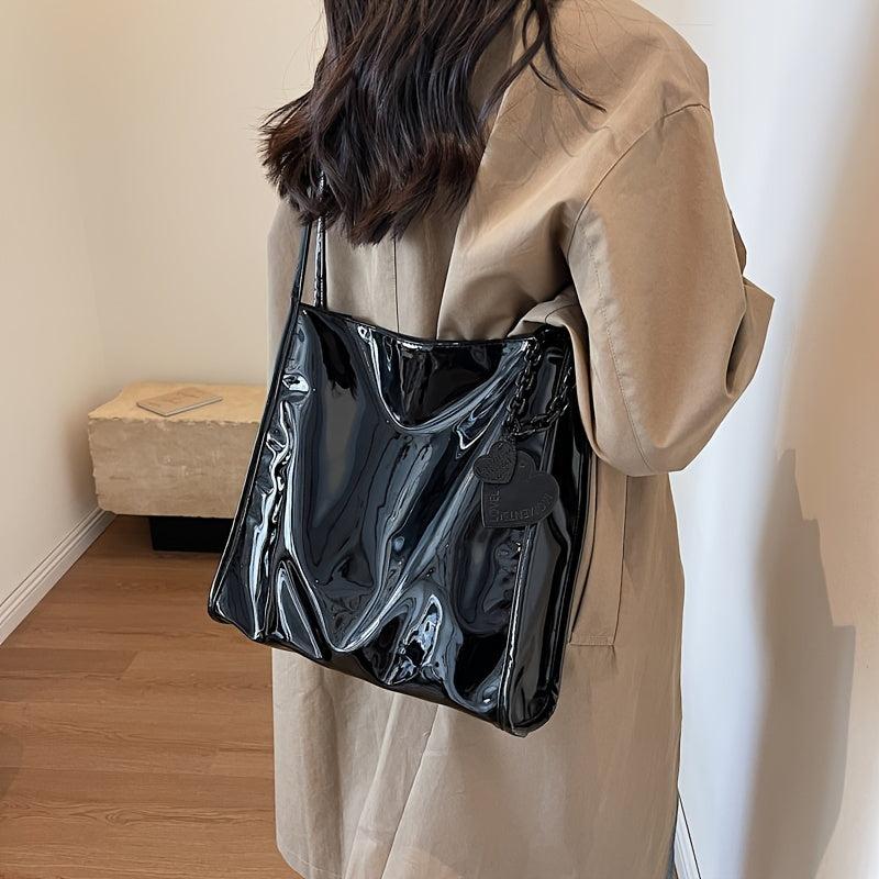 Large Capacity Hobo Bag Vegan PU Shoulder Bag Women's Casual Handbag & Tote