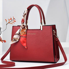 Large Capacity Shoulder Bag Solid Scarf Decor Tote Bag