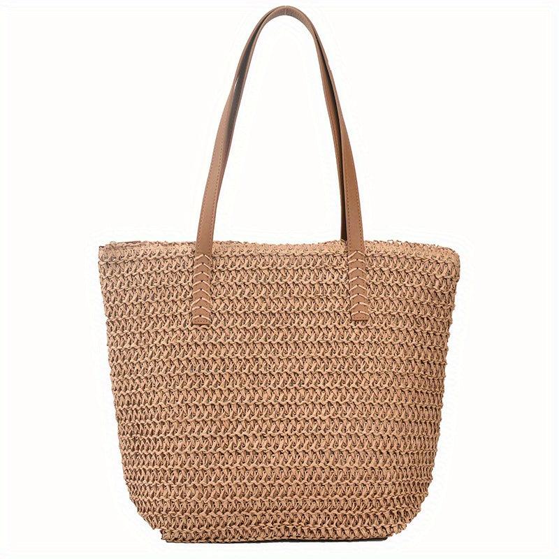 Straw Beach Bag Large Capacity Tote Handbag Double Handle Shopping Bag