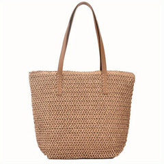 Straw Beach Bag Large Capacity Tote Handbag Double Handle Shopping Bag