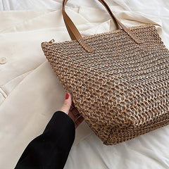 Straw Beach Bag Large Capacity Tote Handbag Double Handle Shopping Bag
