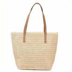 Straw Beach Bag Large Capacity Tote Handbag Double Handle Shopping Bag