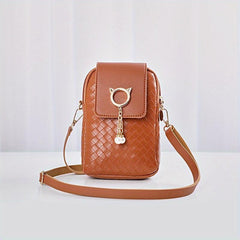 Minimalist Braided Shoulder Bag Zipper Phone Coin Purse