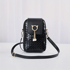 Minimalist Braided Shoulder Bag Zipper Phone Coin Purse