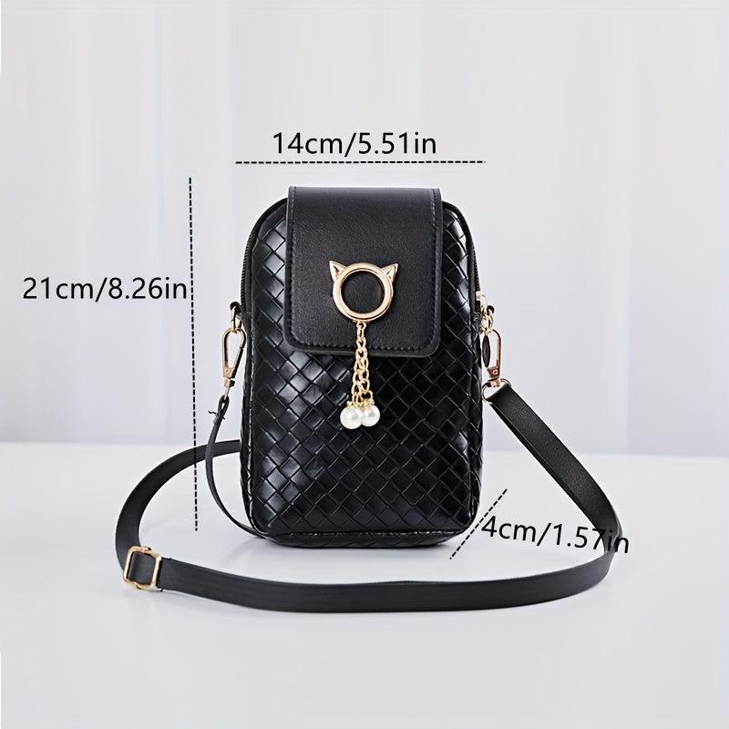 Minimalist Braided Shoulder Bag Zipper Phone Coin Purse