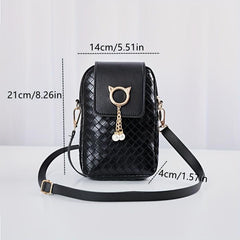 Minimalist Braided Shoulder Bag Zipper Phone Coin Purse