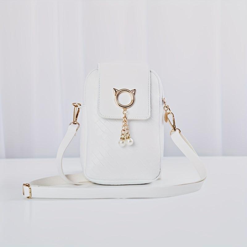 Minimalist Braided Shoulder Bag Zipper Phone Coin Purse