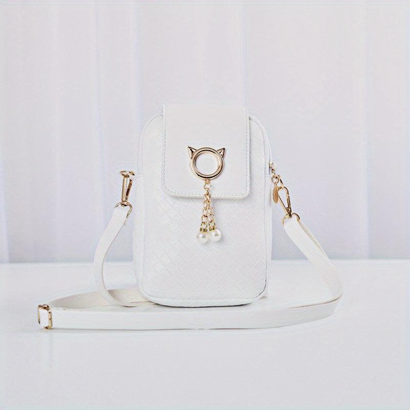 Minimalist Braided Shoulder Bag Zipper Phone Coin Purse
