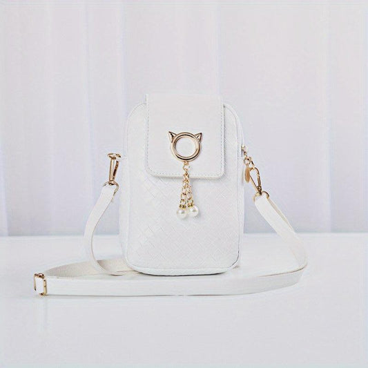 Minimalist Braided Shoulder Bag Zipper Phone Coin Purse