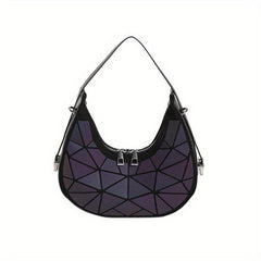 Geometric Pattern Crescent Bag Retro Shoulder Bag Women's Stylish Underarm Purse