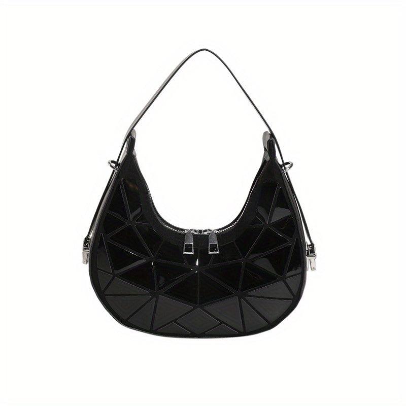 Geometric Pattern Crescent Bag Retro Shoulder Bag Women's Stylish Underarm Purse