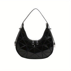 Geometric Pattern Crescent Bag Retro Shoulder Bag Women's Stylish Underarm Purse