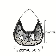 Geometric Pattern Crescent Bag Retro Shoulder Bag Women's Stylish Underarm Purse