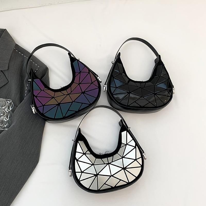 Geometric Pattern Crescent Bag Retro Shoulder Bag Women's Stylish Underarm Purse