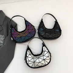 Geometric Pattern Crescent Bag Retro Shoulder Bag Women's Stylish Underarm Purse