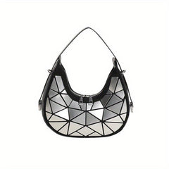 Geometric Pattern Crescent Bag Retro Shoulder Bag Women's Stylish Underarm Purse