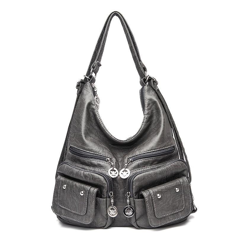 Retro Style Shoulder Bag with Pockets for Work & Travel