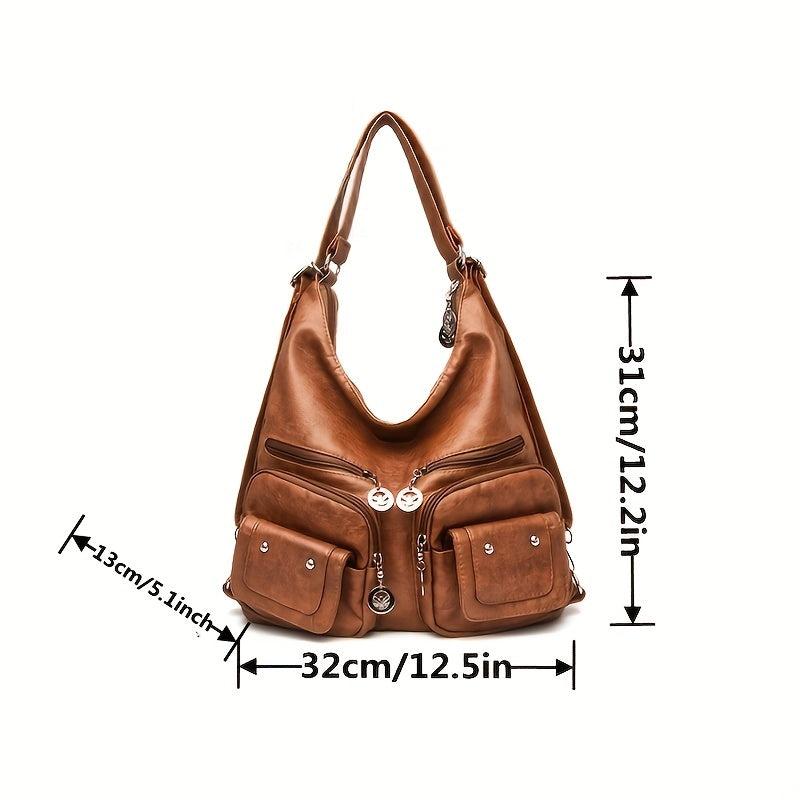 Retro Style Shoulder Bag with Pockets for Work & Travel