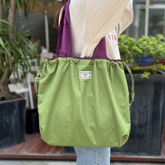 Foldable Drawstring Grocery Tote Bag Lightweight Shoulder Bag