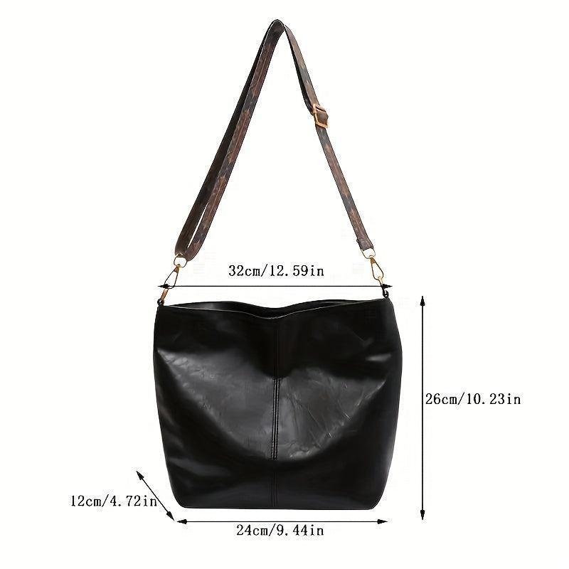 Retro Style Crossbody Bag Large Capacity Shoulder Bag Geometric Strap Hobo Bag