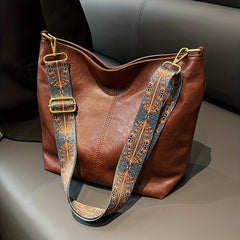 Retro Style Crossbody Bag Large Capacity Shoulder Bag Geometric Strap Hobo Bag