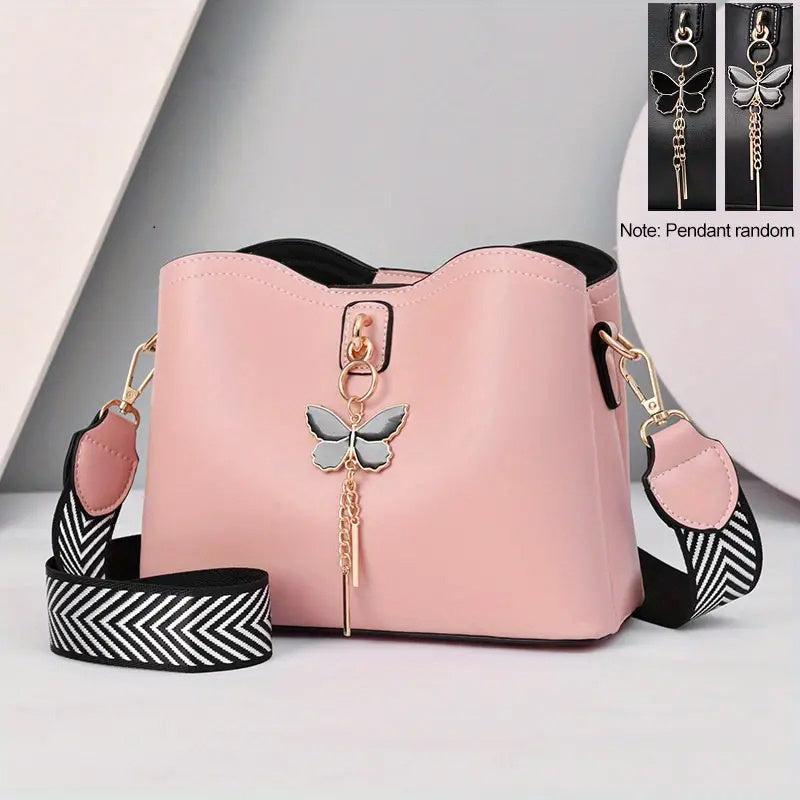 Butterfly Decor Crossbody Bag PU Leather Purse Women's Shoulder & Handbag