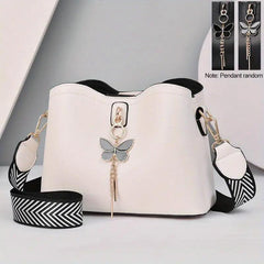 Butterfly Decor Crossbody Bag PU Leather Purse Women's Shoulder & Handbag