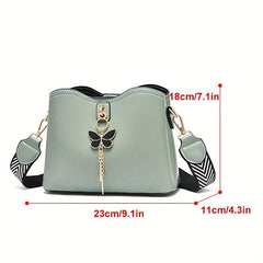 Butterfly Decor Crossbody Bag PU Leather Purse Women's Shoulder & Handbag