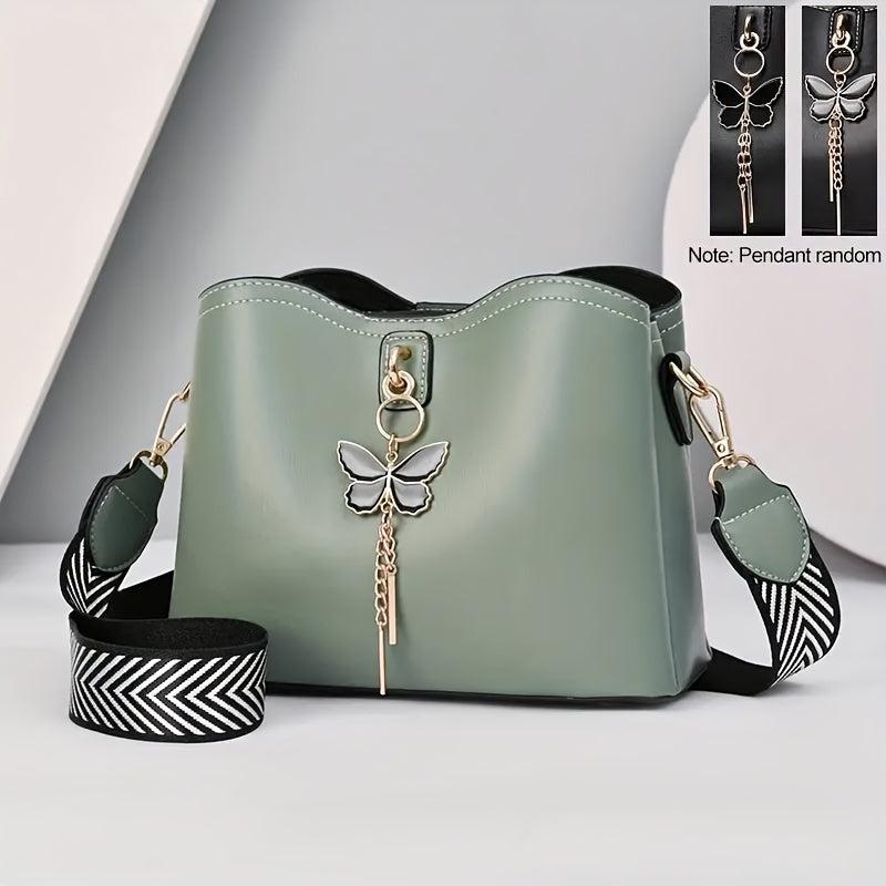 Butterfly Decor Crossbody Bag PU Leather Purse Women's Shoulder & Handbag