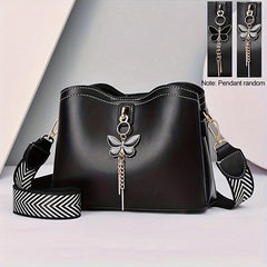 Butterfly Decor Crossbody Bag PU Leather Purse Women's Shoulder & Handbag